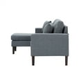 thumbnail image 4 of Sectional Sofa with Ottoman, Modern Fabric Upholstered L-Shaped Couch with 2 Pillows, Sofa Chaise Sleeper with Sturdy Wood Legs, 3-Seat Sofa for Small Space Living Room Apartment, Dark Grey, 4 of 7