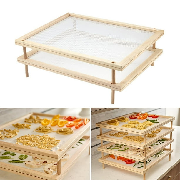 Stamens Wooden Pasta Herb Drying Racks Multipurpose Stackable Food