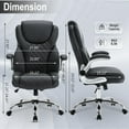 thumbnail image 3 of Executive Office Chair, High Back Faux Leather Ergonomic Office Desk Chairs with Wheels, 90-120° Rocking Managerial Swivel Home Computer Chairs with Flip up Arms Lumbar Support(Black), 3 of 9