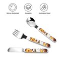 thumbnail image 3 of Picia Geometry Dash Pattern Toddler Utensils, Children's Knife, Fork And Spoon Set,Kids Silverware Set with Handle, 430 Stainless Steel, 3 of 8
