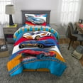 Hot Wheels Kids Comforter and Sham, 2Piece Set, Twin/Full, Reversible