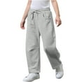 thumbnail image 4 of UQJfacai Boys Girls Wide Leg Sweatpants Kids Baggy Jogger Pants Fall Casual Drawstring Elastic Waist Straight Athletic Workout Pants 4-15 Years, 4 of 5