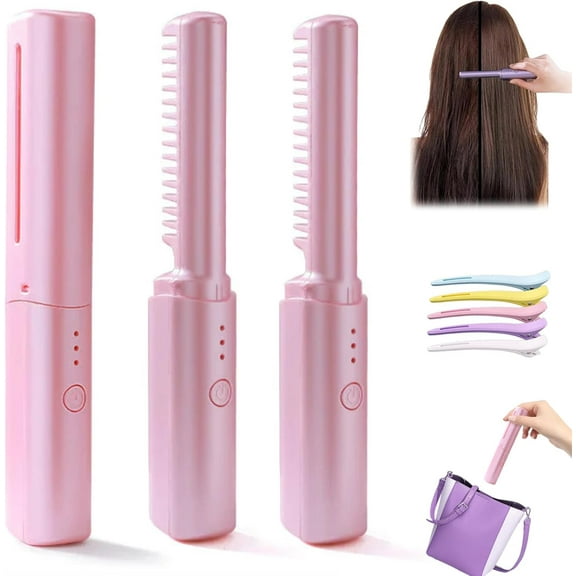 Ceramic Hairdressing Comb, Cedar and Ash Ceramic Comb, Smooth, Frizz-Free Hair Anytime, Anywhere, Latest Hairdressing Combs, Mini Dual Purpose Curling Iron, Cordless 2-in-1 Touch-Up Combs