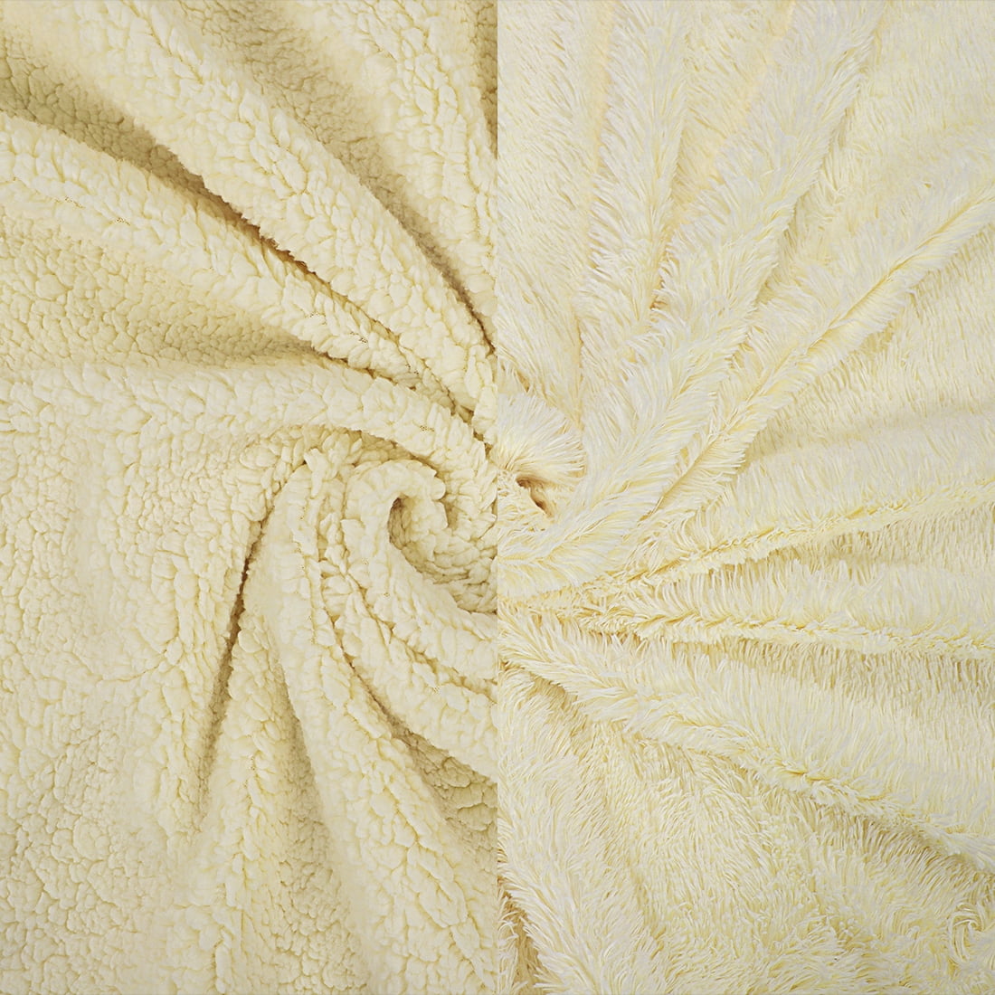 Unique Bargains Double-sided Fluffy Shaggy Faux Fur Blanket Cream Twin(60" x 80")