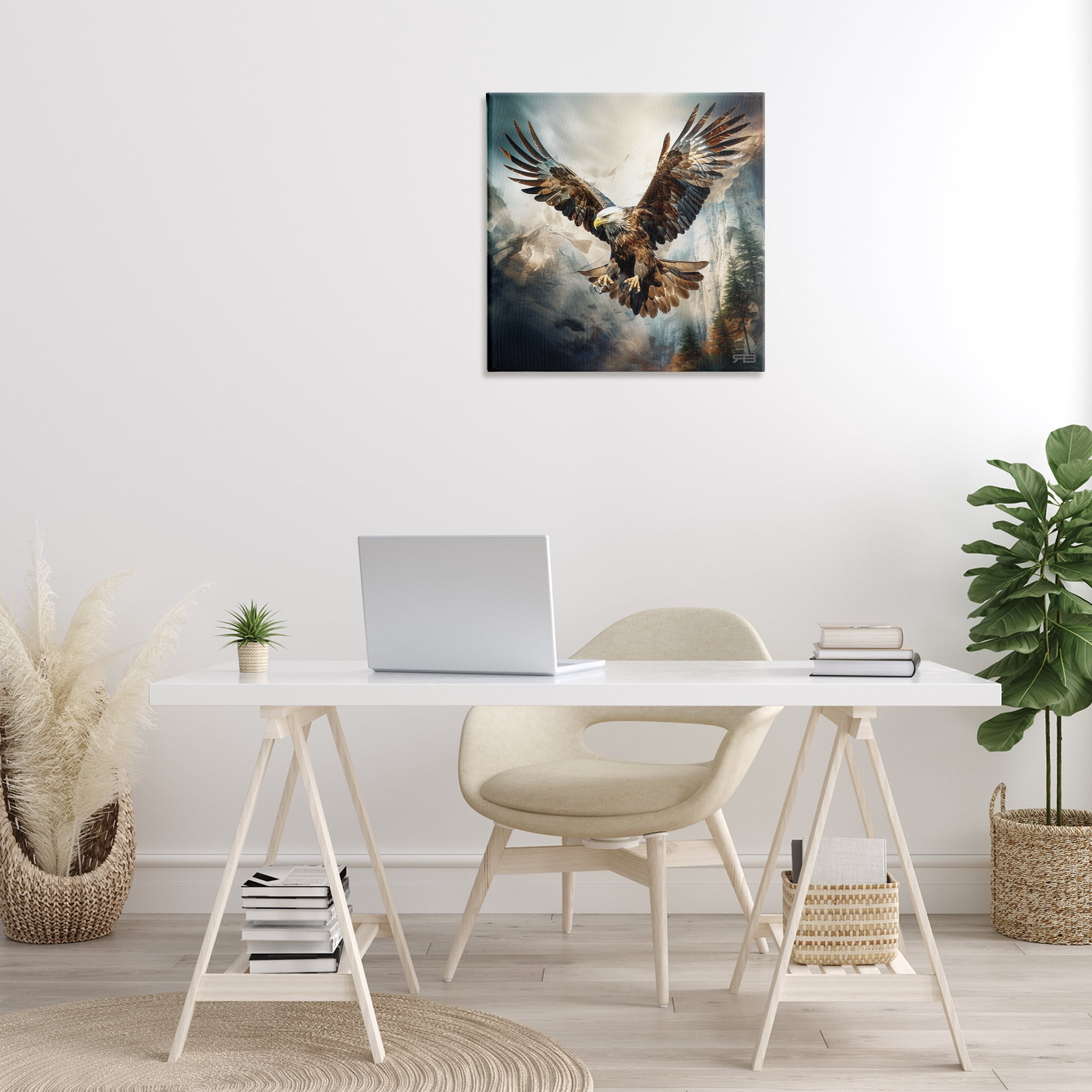 Stupell Industries Intense Eagle Spreading Wings Animals & Insects Painting Gallery Wrapped Canvas Art Print Wall Art, 24 x 24