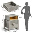 thumbnail image 6 of LGHM 2 Drawer Nightstands Set of 2 with Charging Station & LED Lights, Modern Fluted Bedside Tables End Table for Bedroom, Living Room, Gray, 6 of 9