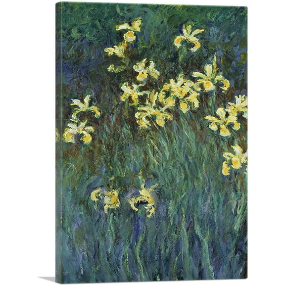 ARTCANVAS Yellow Irises Canvas Art Print by Claude Monet - Size: 12" x 8" (0.75" Deep)