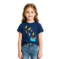 thumbnail image 2 of Glisme Tops for Girl Short Sleeve T Shirts Crewneck Cartoon Pattern Tee Cute Big Girls Wear Navy, 2 of 3