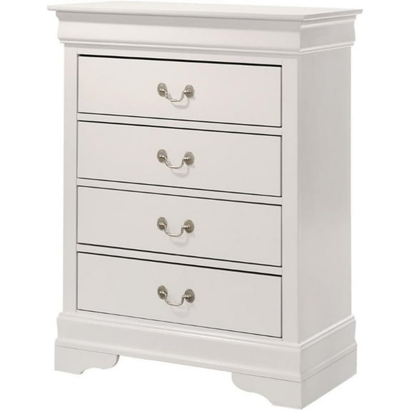Pemberly Row Transitional Wood Veneer 4-Drawers Bedroom Chest in White