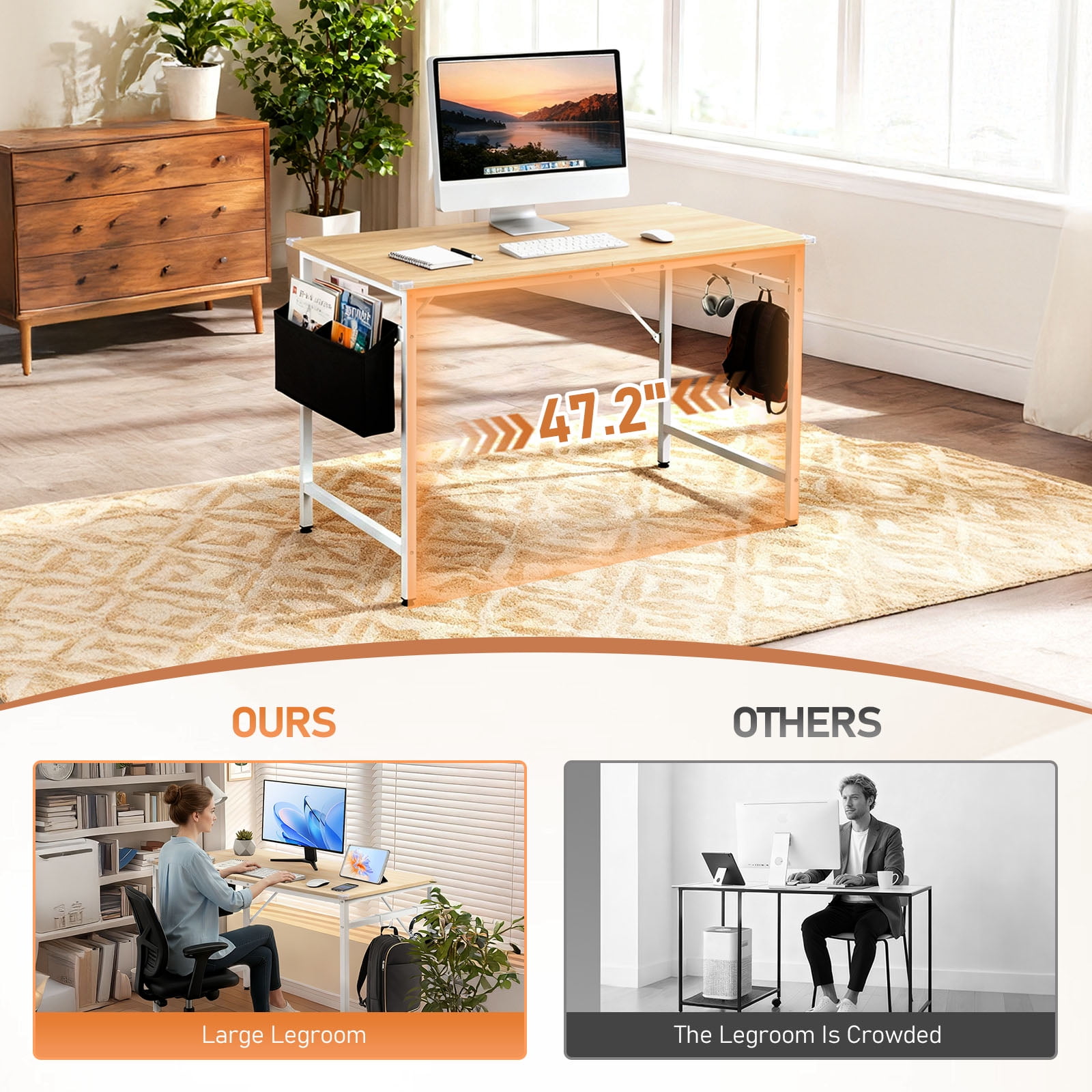 Ktaxon 47" Wood Computer Desk PC Laptop Study Table Workstation Home Office Furniture Oak