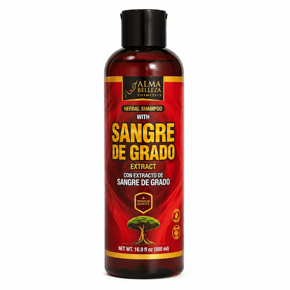 Alma Belleza Sangre de Grado Herbal Shampoo with Aloe Vera & Coconut Oil, Shampoo para Cabello, Men & Women, 16.9 fl oz
