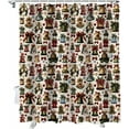 thumbnail image 2 of Christmas Shower Curtain Pine Tree Branch Bells Shower Curtains for Bathroom Decor Xmas Tree Balls Bow Beige Christmas Decoration Bath Curtains Sets with Hooks Waterproof, 72x84 in, 2 of 6