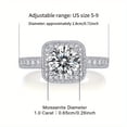 thumbnail image 3 of Adjustable 1 Carat Shiny Moissanite Ring - 18K Gold Plated, 925 Sterling Silver, Elegant and Sexy Design, Perfect for Daily, Party, Engagement, Wedding, Anniversary Gift, 3 of 7