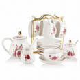 thumbnail image 4 of Porcelain Tea Sets, 8 OZ Cups& Saucer Service For 6, With Teapot Sugar Bowl Cream Pitcher Teaspoons And Tea Strainer For Tea/Coffee, 4 of 4