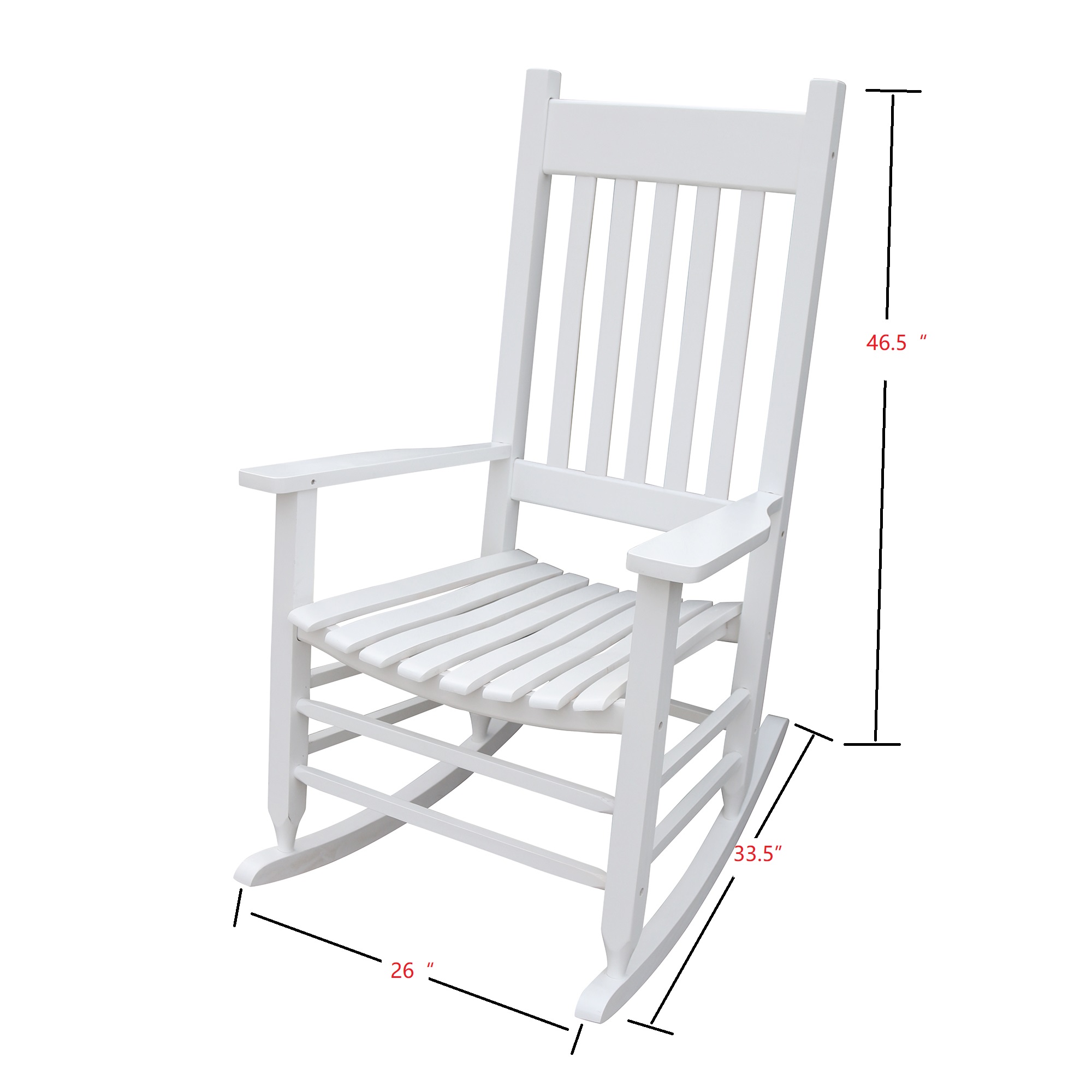 Rocking Chair for Outdoor, Wooden Patio Porch Rocker Chair with Back Support, Ergonomic Wooden Rocking Chair for Patio Porch Backyard, Rocking Bistro Chair Patio Chairs, Max 280lbs, White, A1602 - image 2 of 7