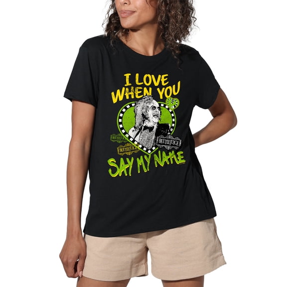 Beetlejuice Say My Name Valentine Women's Loose T-Shirt, Black, Large