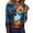 Blue #023, variant on Halloween Shirts for Women Plus Size Funny 3/4 Sleeve Tops Horror Castle Printed Pullover Spooky Button V Neck T Shirts Holiday Three Quarter Length Blouses, XL