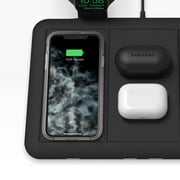 mophie 4-in-1 Wireless Charging Mat for Apple iPhone AirPods & Watch Samsung Galaxy Google Pixel and all Qi-Enabled Devices Additional USB-A Port Intuitive Design Includes Apple Watch Adapter