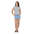 thumbnail image 3 of Forever 21 Women's Poplin Button Down Collared Shirt with Self Tie Back, Short Sleeve Fitted Top, Lightweight Casual Everyday Style, Navy, XXS-XXL, 3 of 3