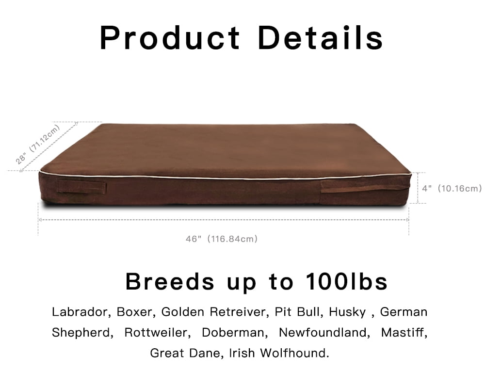 Laifug 46"x28"x4"Pet Bed/Orthopedic Memory Foam Dog Bed with Durable Water Proof Liner and Removable Washable Cover, Chocolate