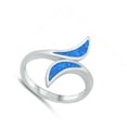 thumbnail image 4 of CHOOSE YOUR COLOR Blue Simulated Opal Whisp Wave Ring .925 Sterling Silver Band CZ Female Size 8, 4 of 4