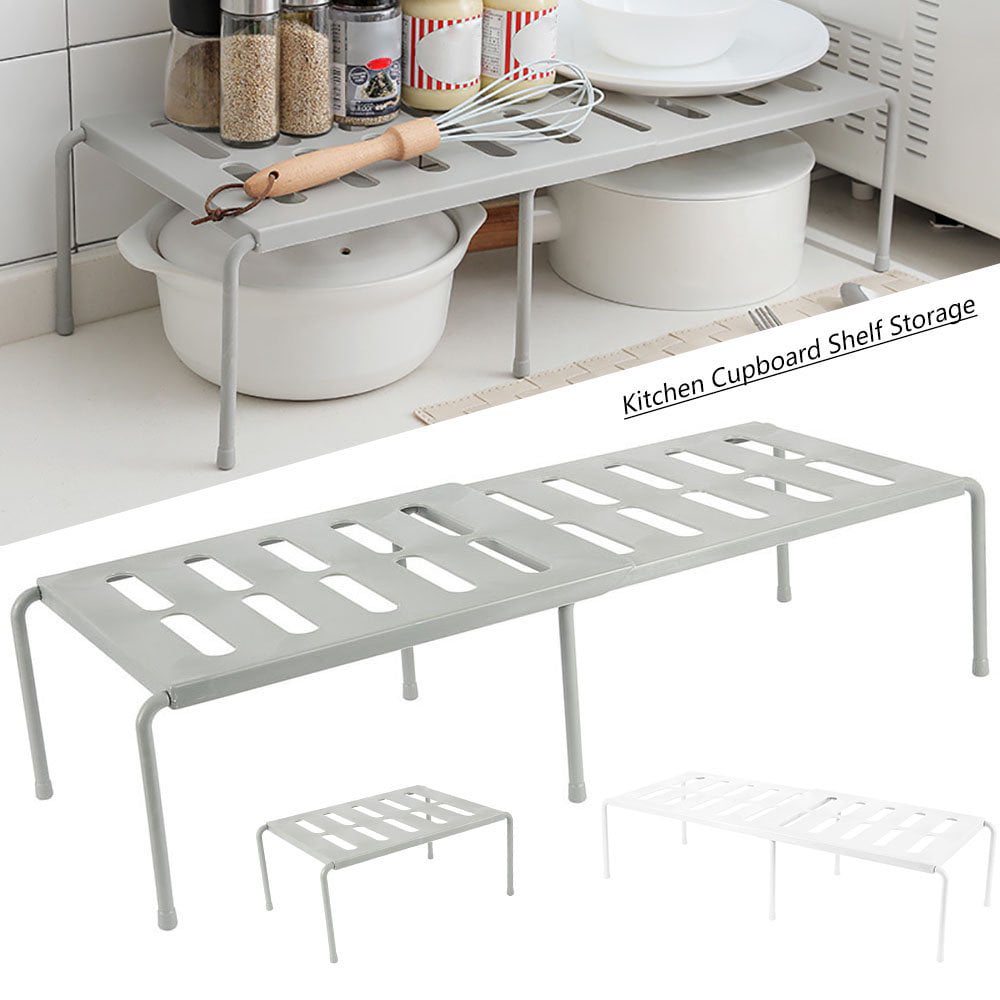 Bathroom White,1 Pack Storage Rack Organizer for Kitchen,Cabinet MShop Expandable Kitchen Counter and Cabinet Shelf 
