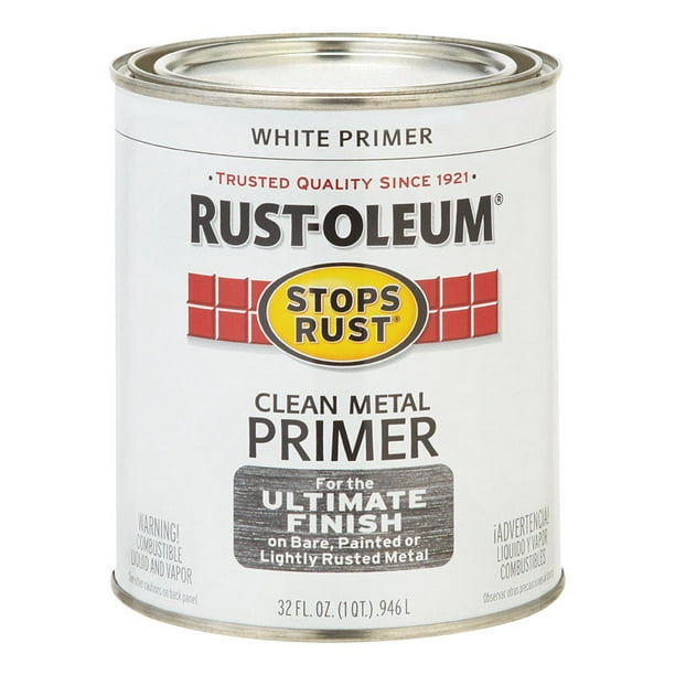 RustOleum Clean Metal Primer Exterior, Interior White 1 Qt Case of 2