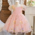 thumbnail image 5 of THDHVS Toddler Flower Girl Dress,Flower Girl Dress for Wedding,Girl Dress Kids Ruffles Lace Party Wedding Dresses Pink 3-4 Years, 5 of 8