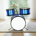 thumbnail image 2 of HUJHKIO 3-Piece Kids Drum Set, Junior Drum Kit with Stool, Cymbal, Pedal & Sticks, Portable Childrens Drum Set, Musical Toys Gift for Boys & Girls, Dark Blue, 2 of 9