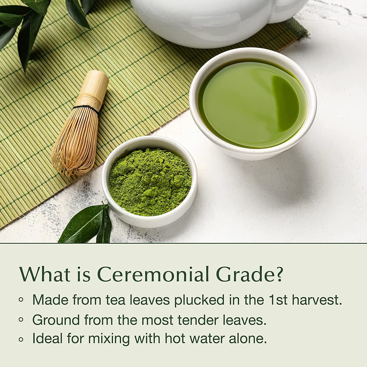 Encha Matcha Green Tea Powder, Organic Ceremonial Grade First Harvest, Uji Japan, 500g, 1.1lb