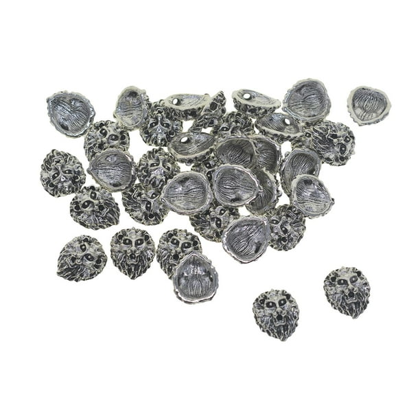 100 piezas de dijes con forma de cabeza de león, accesorios de joyería de aleación DIY, colgantes de cabeza de león para regalos de cumpleaños,
