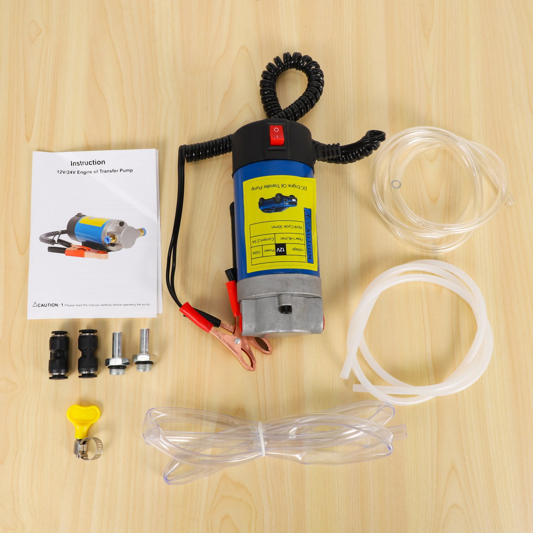 12V Electric Scavenge Suction Transfer Change Pump Oil Transfer Pump 1-4L/Min Motor Oil Extractor Pump for Car,1 * Oil Transfer Pump 3 * Hose 2 * Battery Clamps