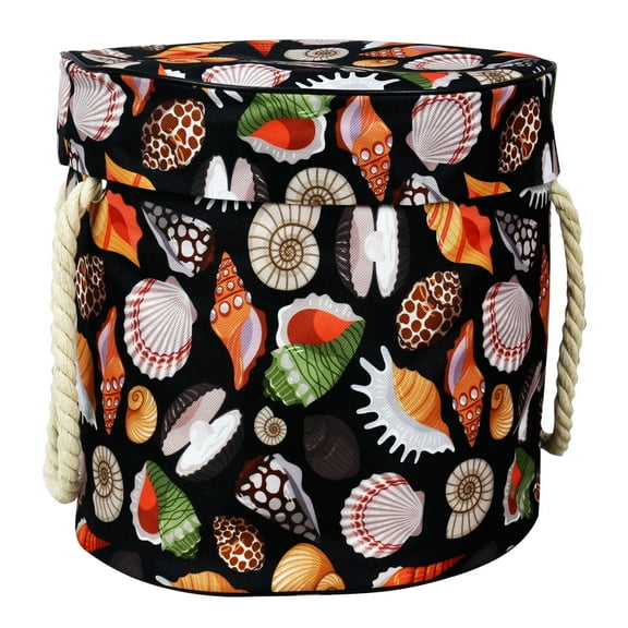 NIETEIN Kids Toy Storage Basket with Play Mat for Building Bricks Collapsible Canvas Organizer Bag (Conch Shell)