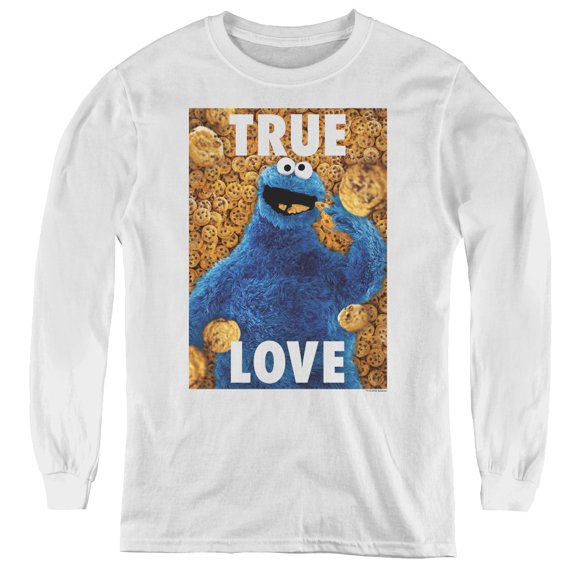 Sesame Street Beautiful Cookies Youth Long Sleeve Tee White