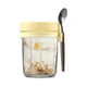 thumbnail image 2 of Copa De Avena Overnight Oats Cup Glass Sealed Mason Jar Vasos de ensalada con cuchara (Amarillo 350ml) Likrtyny Libre de BPA, 2 of 7