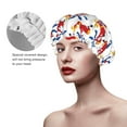 thumbnail image 4 of Kdxio Cartoon Helicopter Print Shower Cap for Women,Elastic and Reusable,Double Waterproof Layers Bathing Hat, 4 of 9