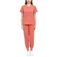 thumbnail image 4 of Conjunto exfoliante femenino, ropa de trabajo de enfermera, manga corta, traje con múltiples bolsillos y pantalones de correr para centro de belleza y Naranja, 4 of 8