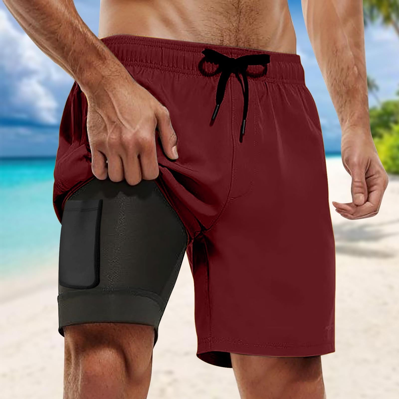 Mens Shorts Adjustable Waistband Swim Trunks Mens Size 42 Swim