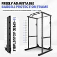 thumbnail image 4 of Adjustable Power Cage, 1200 LBS Capacity Black Multi-Functional Squat Rack with 14 Holes, Anti-Slip Base and Training Attachments for Home Fitness Training, 4 of 7