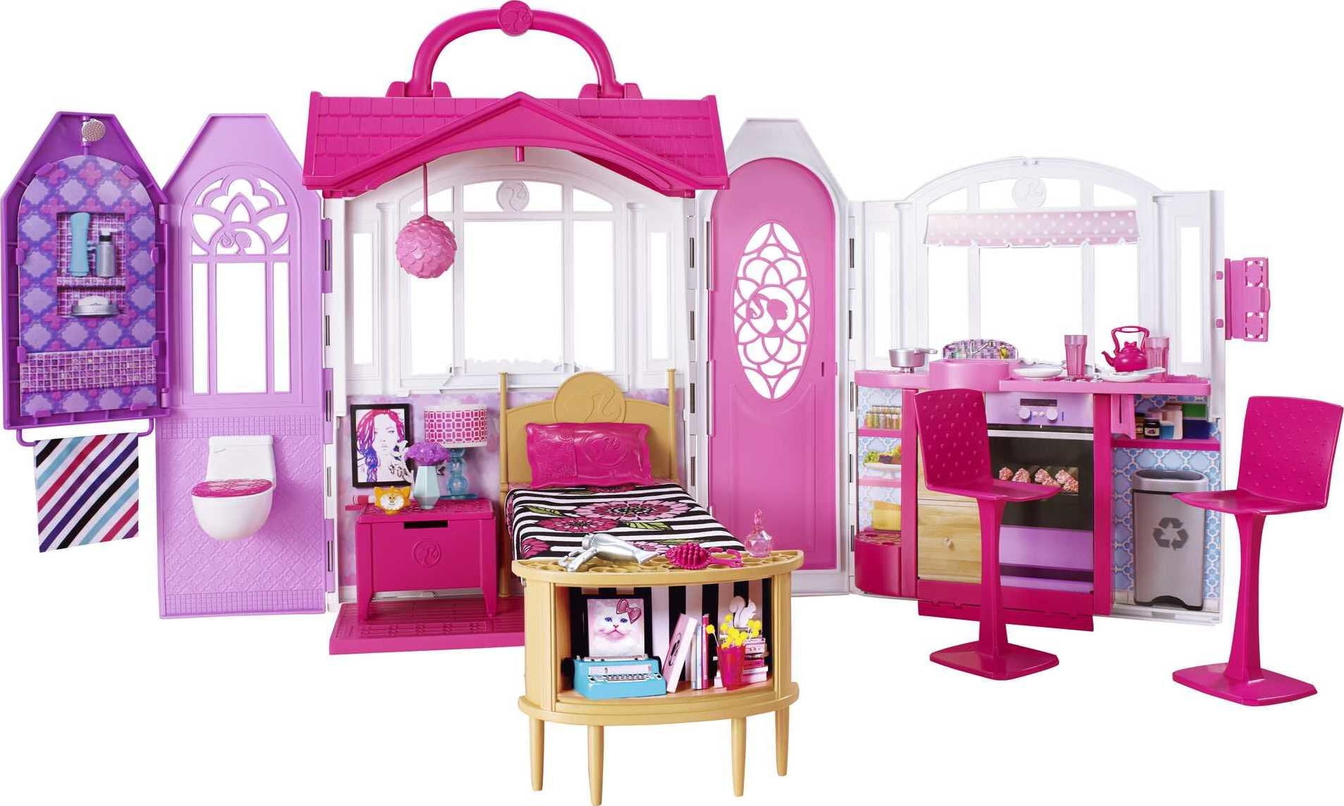 American Plastic Toys Fashion Doll Delightful Doll House w/ 25 Furniture Pieces 