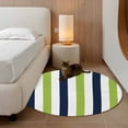 thumbnail image 3 of Green Navy Blue Striped Large Area Rugs for Bedroom Living Room, Soft Non Slip Carpet Bedside Rug, Farmhouse Stripe Art Round Floor Cover Kitchen Accent Rug 3' for Dining Room/Office, 3 of 9