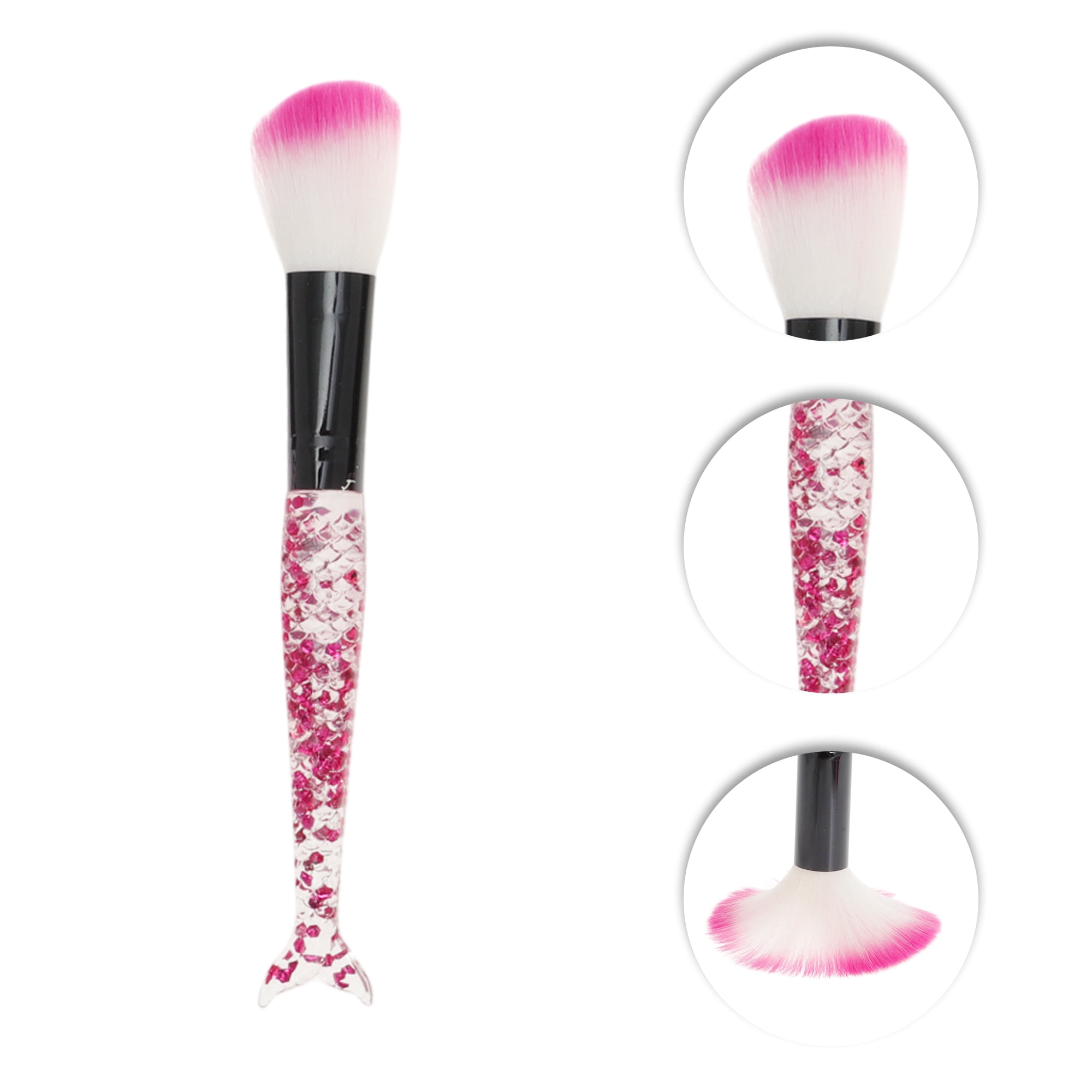 Unique Bargains 10 Pcs Durable Mermaid Makeup Brush Set for Cosmetic Red