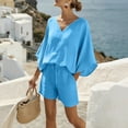 thumbnail image 2 of Sentmoon Two Piece for Women Tops and Womens Workout Shorts Short Sleeve T Shirts Women Regular Fit Boho Tops for Women with Pockets for Going out and Concert S-2XL, 2 of 9
