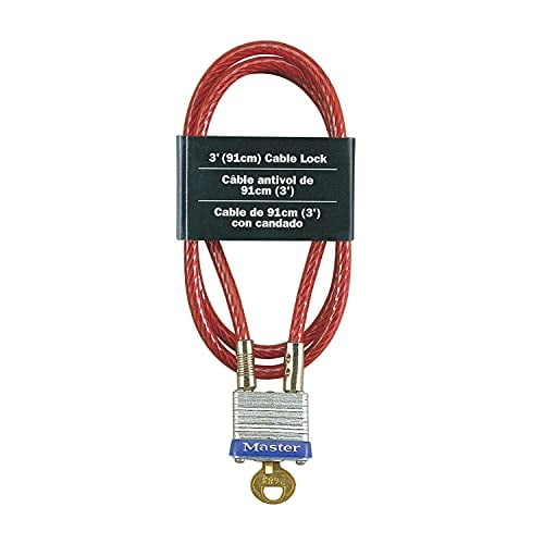 Cable Lock Master Lock 719D de acero con candado integrado de 91 cm