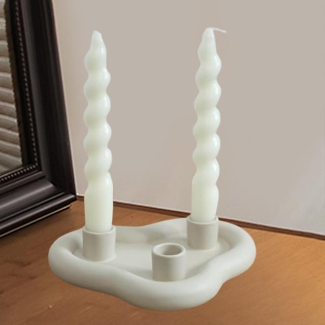 Candelabro de cerámica BLESIY para velas cónico Gris claro