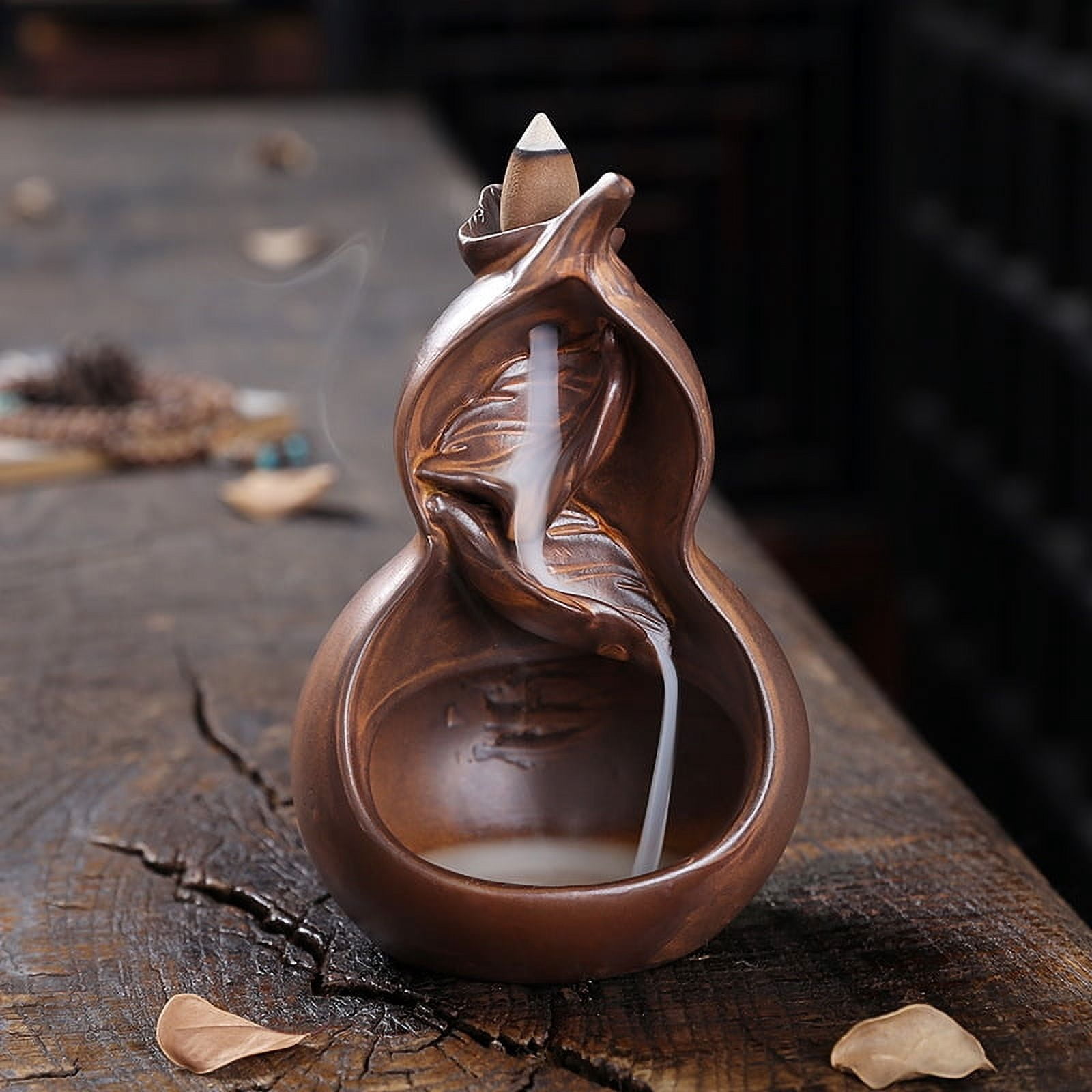 Incense Holder Incense Sticks Backflow Incense Burner Creative Home Decoration Ceramic Crafts Gourd Shape Incense Burner Waterfall Incense Burner Stand(B)