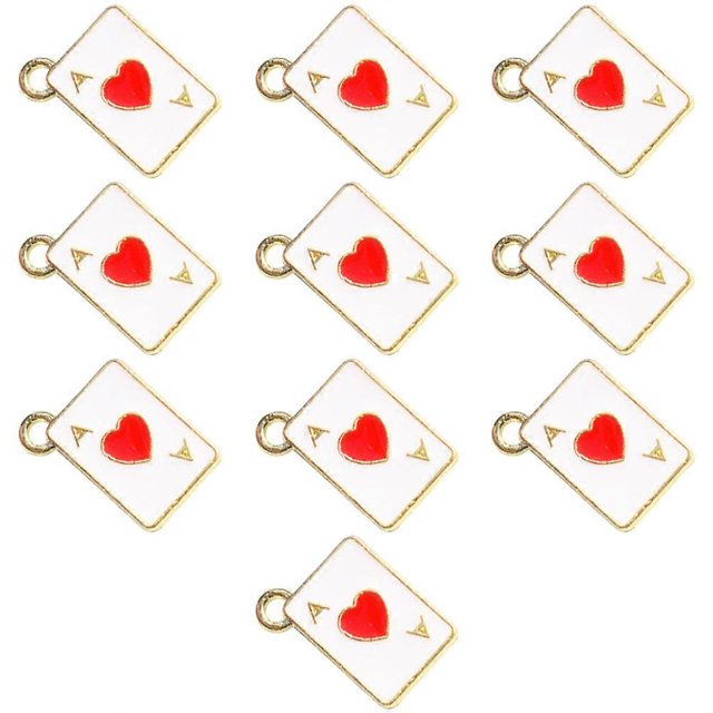 10pcs Durable Enamel Poker Card Charms for DIY Jewelry Making – Pendants for Earrings & Necklaces