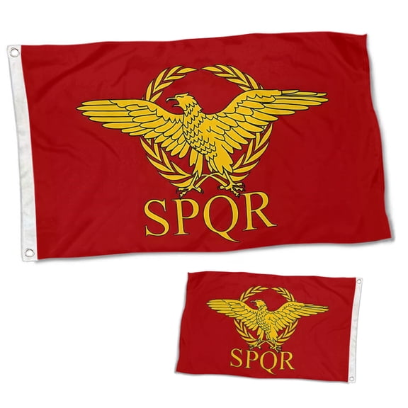 Dutern Double Sided Roman Empire Senate and People of Rome Flag Banner 3 Ply with Brass Grommets 2x3 Feet