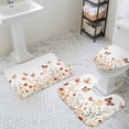 thumbnail image 3 of Orange Flower Bathroom Rugs Set Watercolor Butterfly Wildflower Non Slip Absorbent Soft Bath Mats 3 Piece Set with Bathroom Rug, U-Shaped Floor Mat, Toilet Seat Cover Large Size, 3 of 9