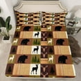 thumbnail image 2 of Castle Fairy Teens Bear Deer 4-Piece Full Size Sheets,Geometric Plaid Bed Sheets,Rustic Cabin Lightweight Sheet Sets,Lightweight Room Decor, 2 of 7